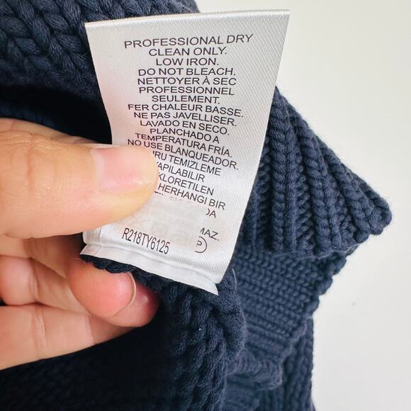 Tibi Oversized Lanyard Cropped Sweater Pullover Top in Navy - Picture 6 of 10